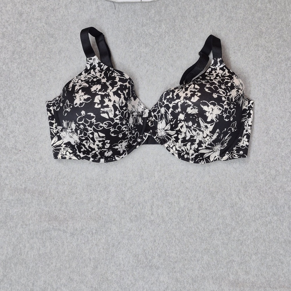 Lilyette Women Bra 40DD Black Floral T Shirt Underwired Strap